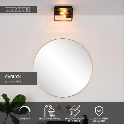 Lucide CARLYN - Plafonnière Badkamer - 2xE14 - IP54 - Zwart